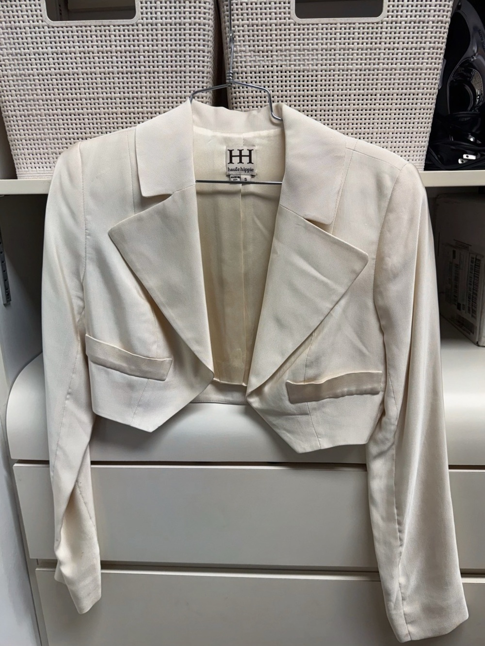 Haute Hippie Cream Cropped Blazer